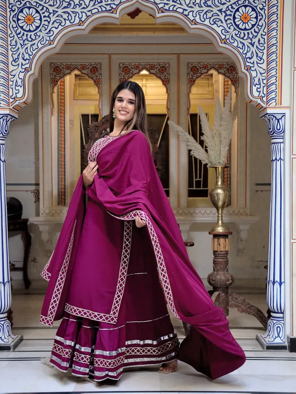 Wine_Yoke_Design_Regular_Sequinned_Kurta_With_Skirt_&_With_Dupatta_For_Women