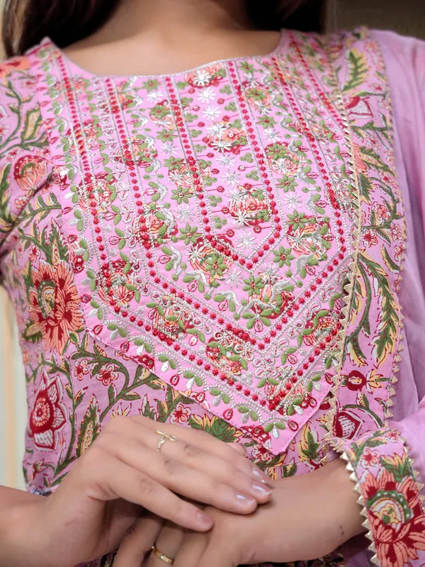 Pink_Floral_Printed_Pure_Cotton_Kurta_With_Palazzos_&_Dupatta_For_Women