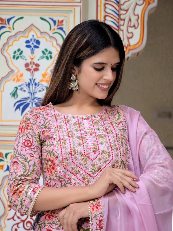 Pink_Floral_Printed_Pure_Cotton_Kurta_With_Palazzos_&_Dupatta_For_Women