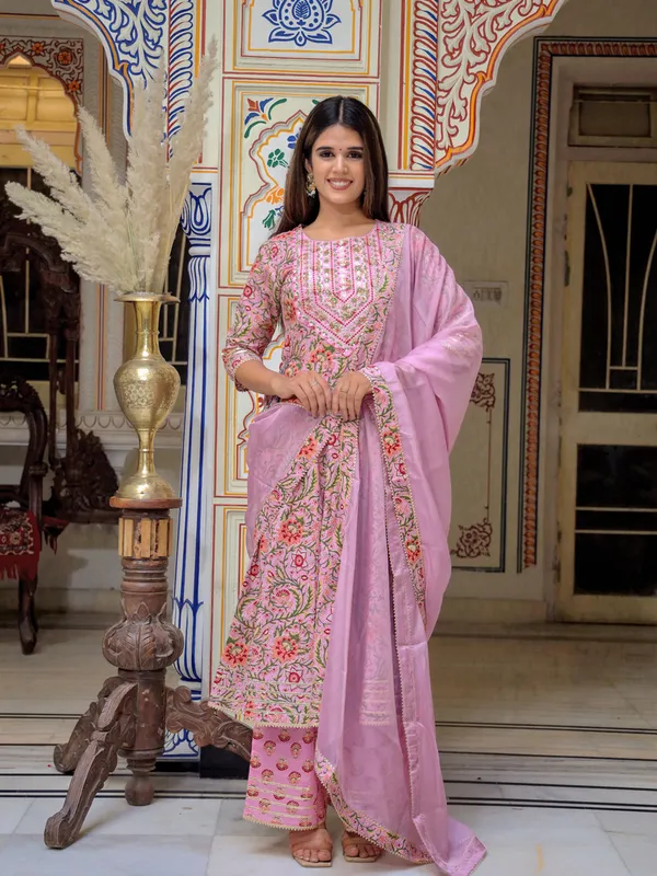 Pink_Floral_Printed_Pure_Cotton_Kurta_With_Palazzos_&_Dupatta_For_Women