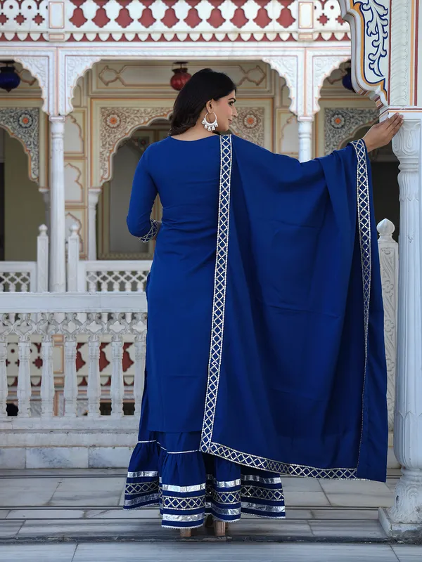 Teal_Blue_Embroidered_Regular_Sequinned_Kurta_With_Skirt_&_With_Dupatta_For_Women