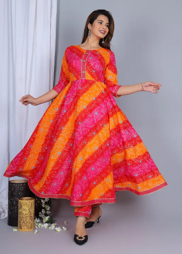 Pink_Bandhani_Printed_Gotta_Patti_Pure_Cotton_Kurta_With_Trousers_&_Dupatta_For_Women