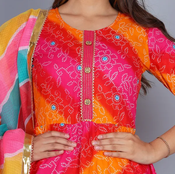 Pink_Bandhani_Printed_Gotta_Patti_Pure_Cotton_Kurta_With_Trousers_&_Dupatta_For_Women