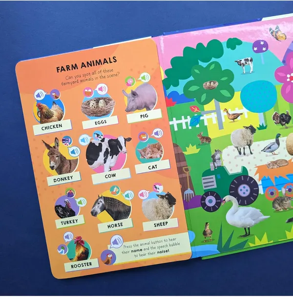 100_Button_Look_&_Find_Animal_Words_&_Sounds_[Hardcover]