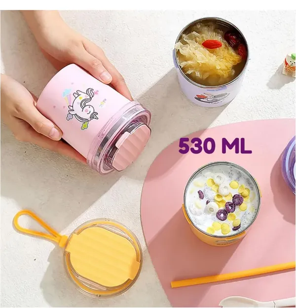 304_Stainless_Steel_Double_Wall_Thermal_Insulated_Vacuum_Mug_With_Lid,_Spoon_&_Straw_Hot_&_Cold_Milk_Coffee_Tea_Soup_Drinking_Travelling_Cup_Girls_Boys_-_530Ml
