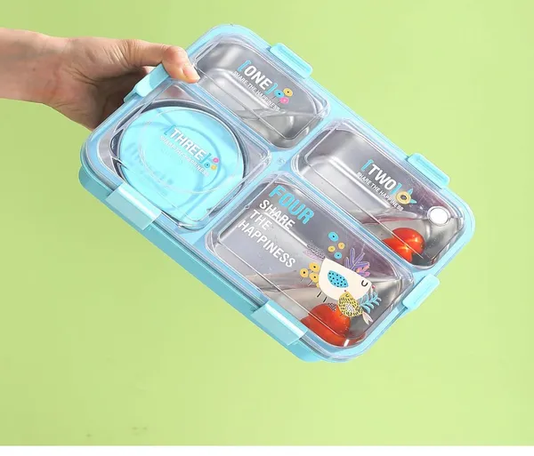 4_Compartment_Lunch_Box_._With_Bowl_,_Spoon_&_Chopstick_Leakproof_Heating_&_Water_Insulation-_900Ml+70_Ml