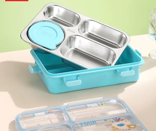4_Compartment_Lunch_Box_._With_Bowl_,_Spoon_&_Chopstick_Leakproof_Heating_&_Water_Insulation-_900Ml+70_Ml