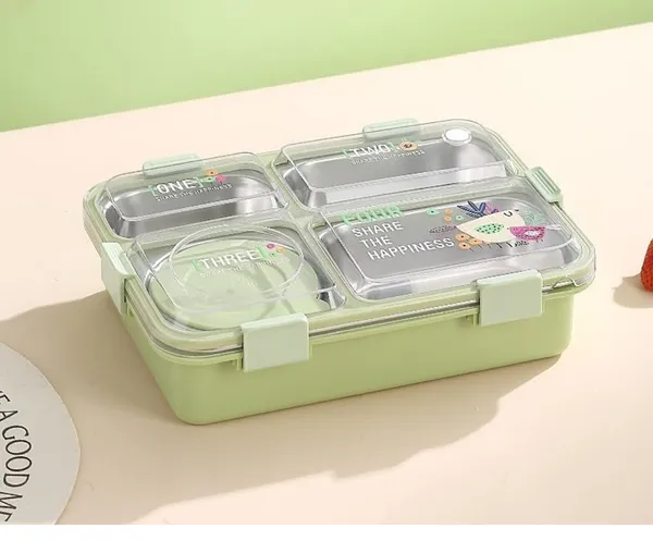 4_Compartment_Lunch_Box_._With_Bowl_,_Spoon_&_Chopstick_Leakproof_Heating_&_Water_Insulation-_900Ml+70_Ml