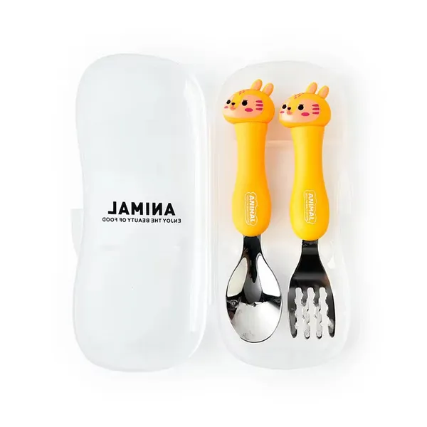 Baby_Self_Feeding_Spoon_&_Fork_With_Case_Stainless_Steel_Cutlery_Cute_Fork_Spoon_2_Pcs_Set_For_Child_Baby_Home_School_Use