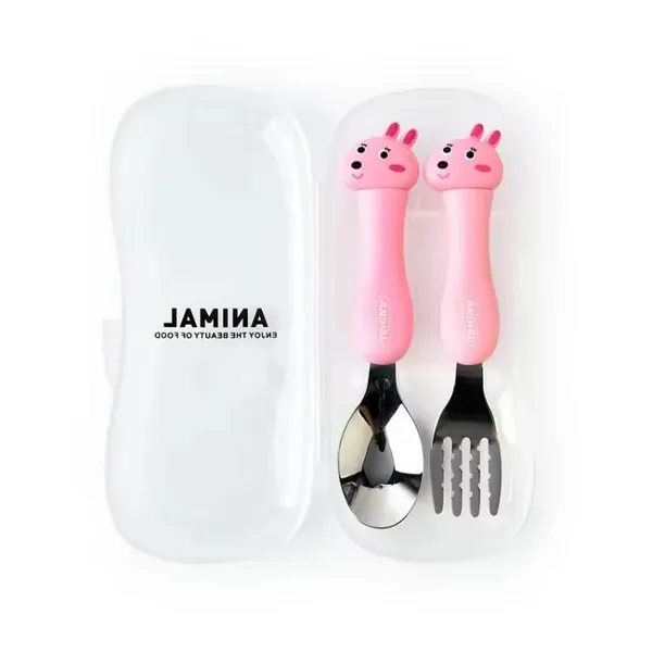 Baby_Self_Feeding_Spoon_&_Fork_With_Case_Stainless_Steel_Cutlery_Cute_Fork_Spoon_2_Pcs_Set_For_Child_Baby_Home_School_Use