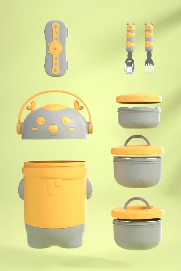 Deer_Three_Layer_Insulated_Bowl_With_Cutlery_And_Lunch_Bag