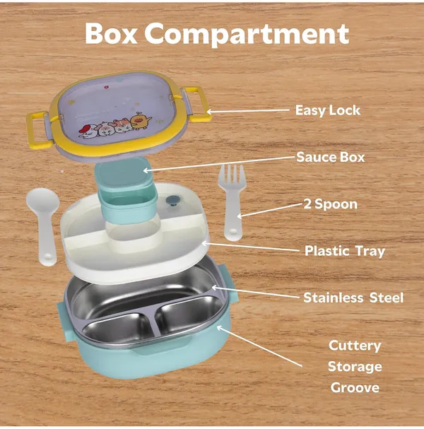 Insulated_Lunch_Box|Stainless_Steel|3_Compartments_To_Keep_Eating_Mess_Free|Lightweight,_Fits_In_The_Bag|Small_Container_For_Pickle/Sauce|Comes_With_Fork_&_Spoon|Easy_To_Carry_-_700_Ml,