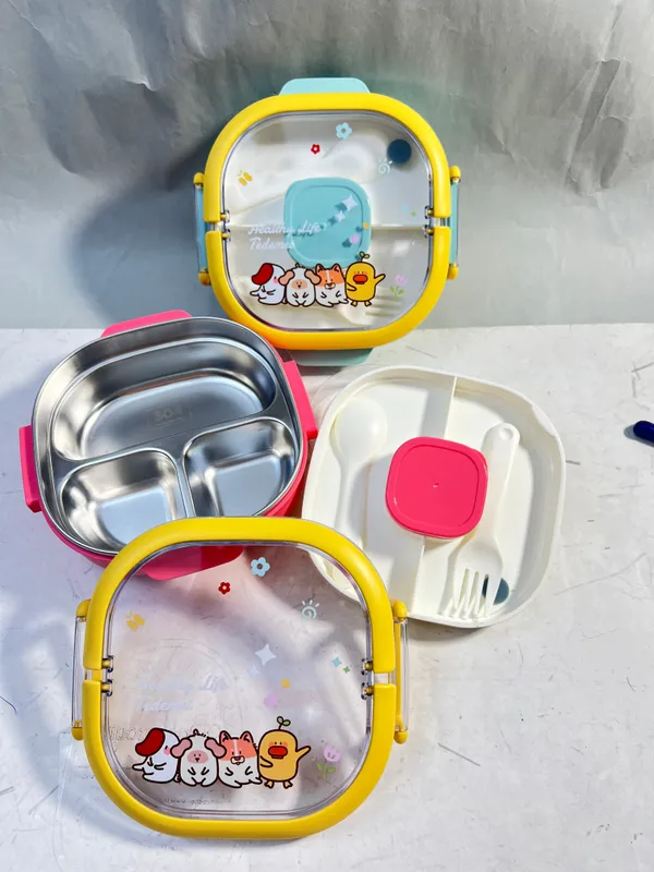 Insulated_Lunch_Box|Stainless_Steel|3_Compartments_To_Keep_Eating_Mess_Free|Lightweight,_Fits_In_The_Bag|Small_Container_For_Pickle/Sauce|Comes_With_Fork_&_Spoon|Easy_To_Carry_-_700_Ml,