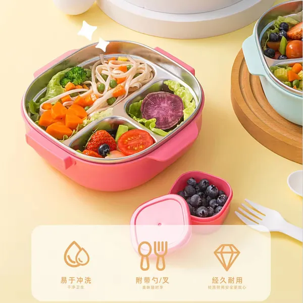 Insulated_Lunch_Box|Stainless_Steel|3_Compartments_To_Keep_Eating_Mess_Free|Lightweight,_Fits_In_The_Bag|Small_Container_For_Pickle/Sauce|Comes_With_Fork_&_Spoon|Easy_To_Carry_-_700_Ml,