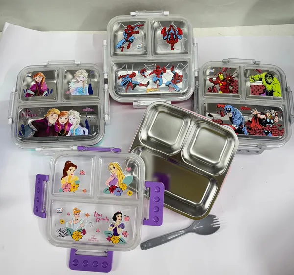 Disney_Print_Insulated_Lunch_Box_With_3_Compartments,_Stainless_Steel_Interior_&_Embossed_Printed_Lid_|_Leak-Proof_Design_|_600_Ml