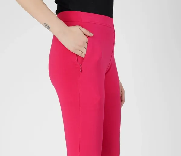 Women_Straight_Pants_With_Side_Slit_And_Zipper_Pocket_Multiple_Colors