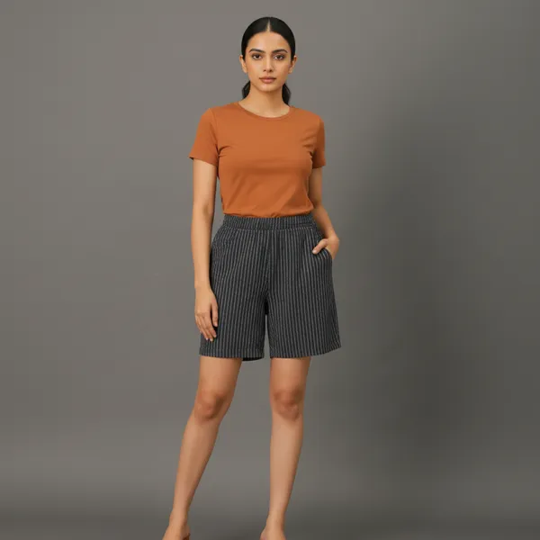 Women_Denim_Shorts_Striped_Casual_Wear_Bottoms