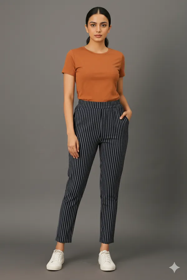 Denim_Color_Stripe_Pant_Women_Multi-Stripe_Slim_Fit_Bottoms