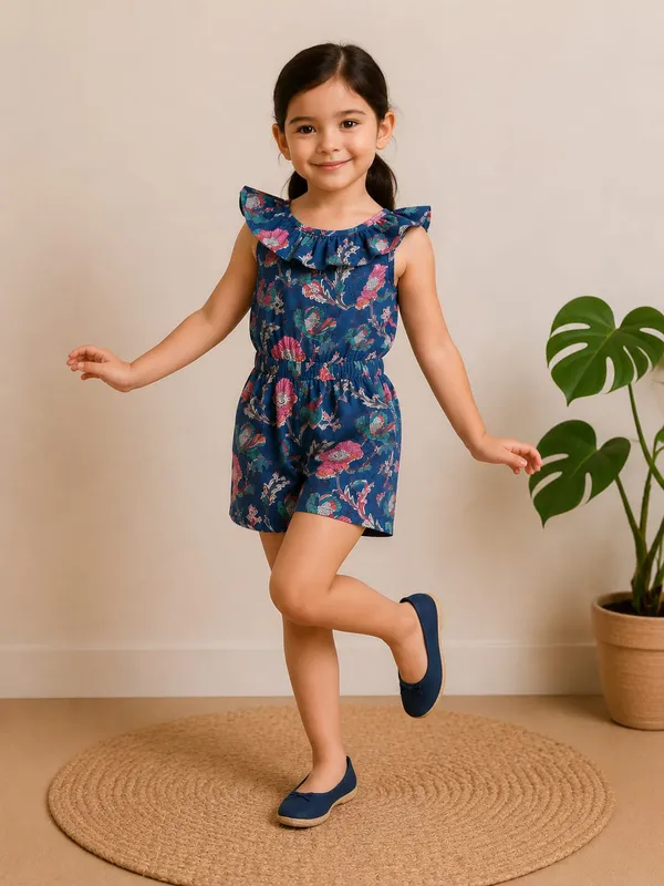 Blue_floral_garden_playsuit_for_girls