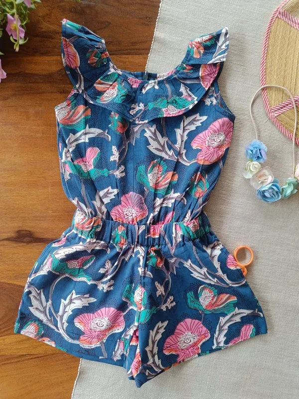 Blue_floral_garden_playsuit_for_girls