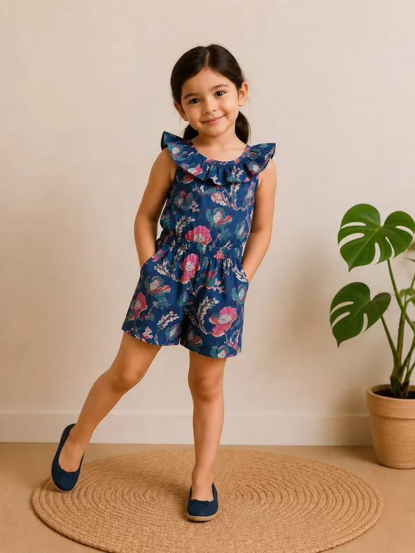 Blue_floral_garden_playsuit_for_girls