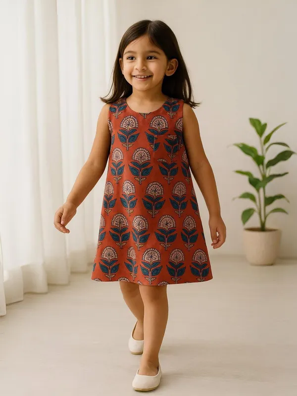 Blooming_Rust_A-Line_Dress-Top_For_Girls