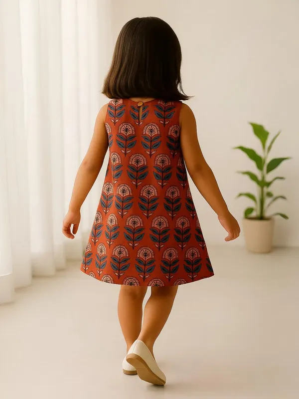 Blooming_Rust_A-Line_Dress-Top_For_Girls