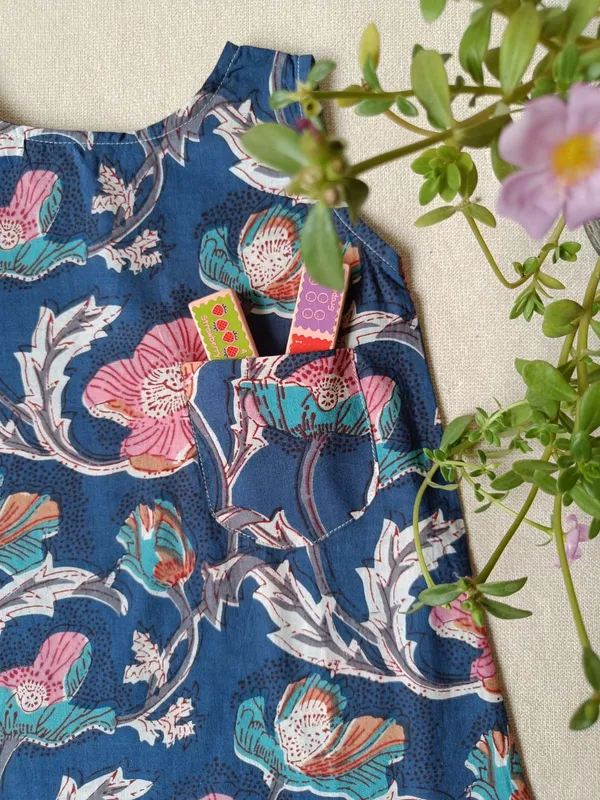 Blue_Floral_Garden_A-Line_Dress-Top_For_Girls
