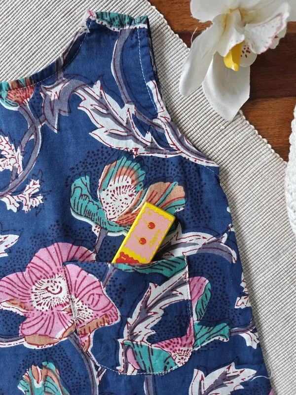 Blue_Floral_Garden_A-Line_Dress-Top_For_Girls