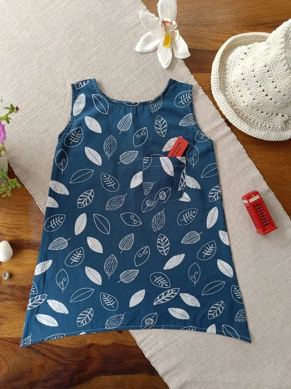 Blue_Leaf_Whispers_A-Line_Dress-Top_For_Girls