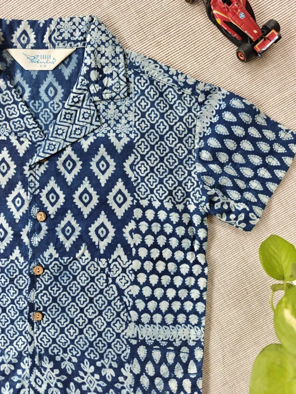 Indigo_Mosaic_Cuban_Collar_Shirt_For_Boys_(Bottoms_not_included)