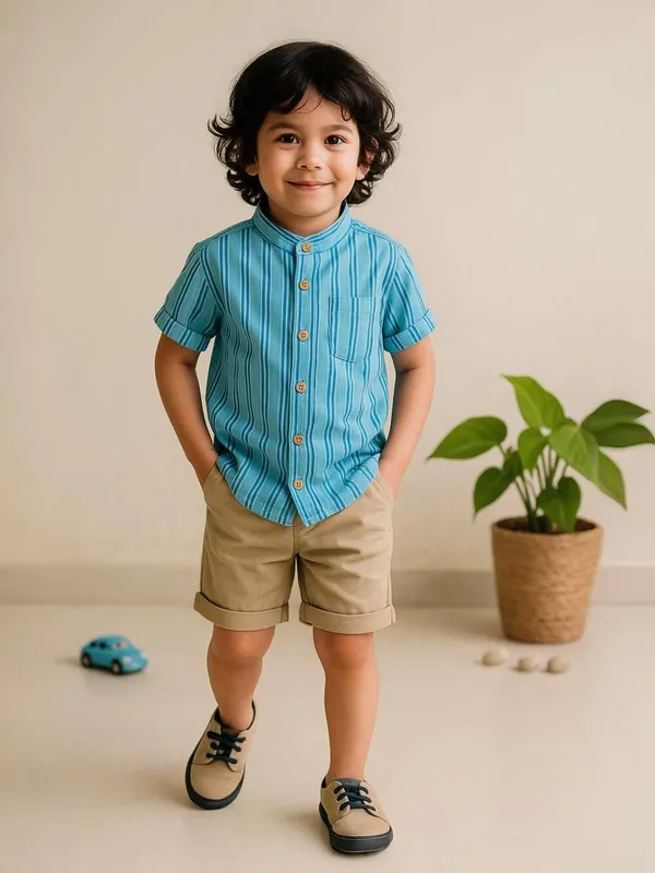 Blue_100%_Cotton_Shirt_For_Boys