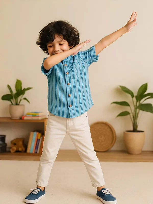 Blue_100%_Cotton_Shirt_For_Boys