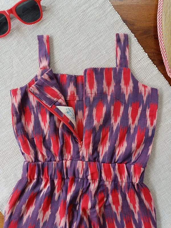 Red_Ikat_Jumpsuit_For_Girls