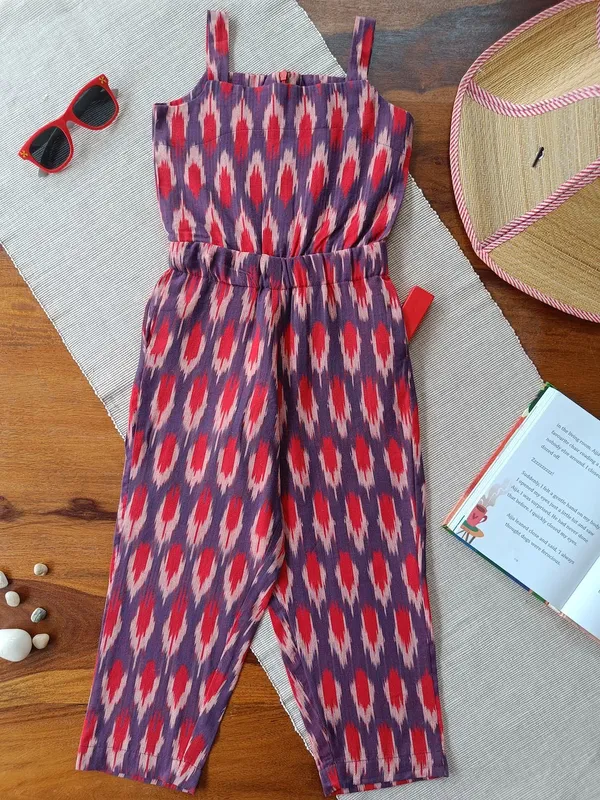 Red_Ikat_Jumpsuit_For_Girls