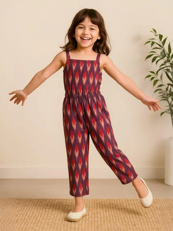 Red_Ikat_Jumpsuit_For_Girls