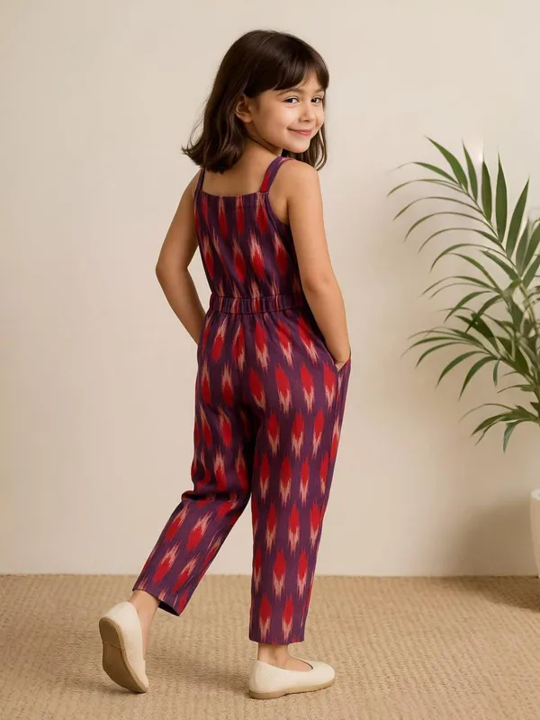 Red_Ikat_Jumpsuit_For_Girls