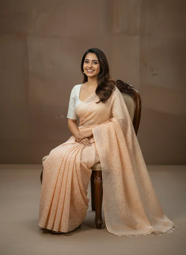 Peach_Whisper_Mull_Cotton_Premium_Saree