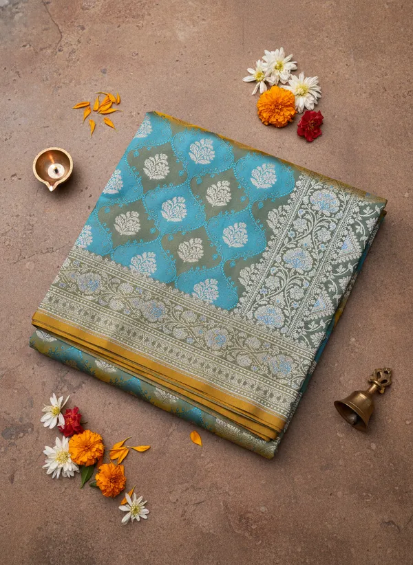 Teal_Blue_Mashru_Banarasi_Silk