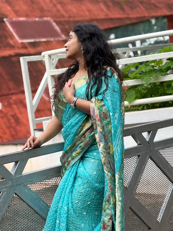Mayurika_Turquoise_Blue_Kota_Silk_with_Hand_Tie-Dye_Bandhani