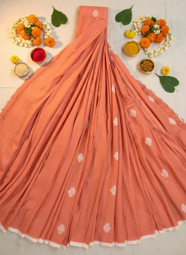 Coral_Whisper_Jamdani_Pure_Handwoven_Cotton