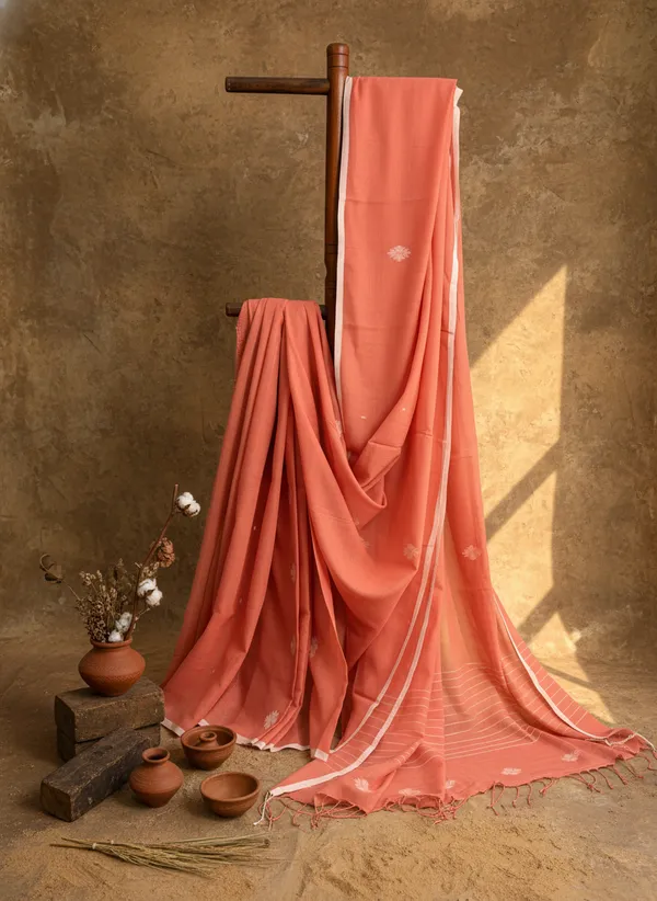 Coral_Whisper_Jamdani_Pure_Handwoven_Cotton