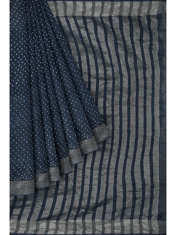 Deep_Midnight_Blue_Twilight_Echo_Handwoven_Linen_Saree_For_Women