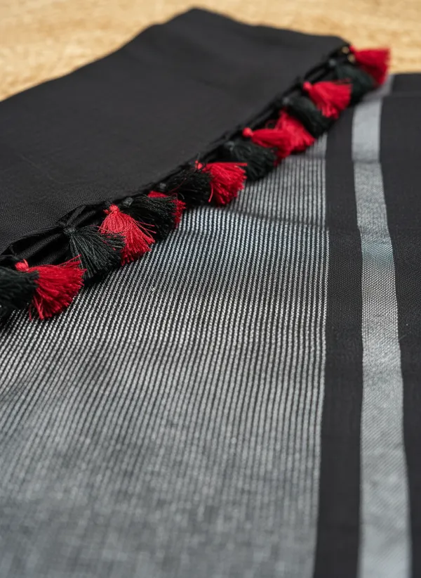 Jet_Black_Midnight_Melody_Linen_Saree_For_Women
