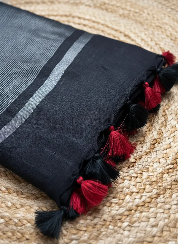 Jet_Black_Midnight_Melody_Linen_Saree_For_Women