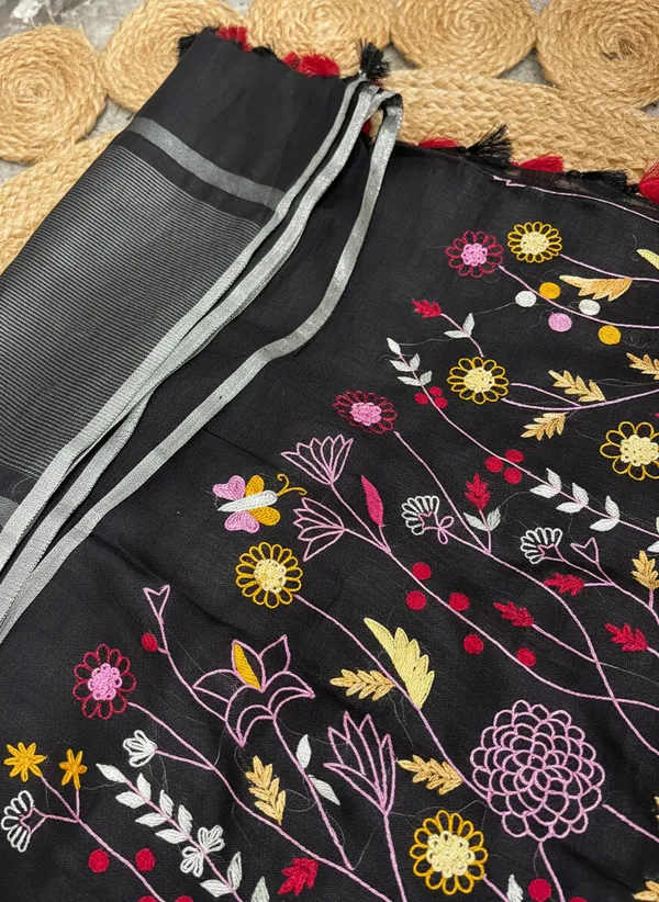Jet_Black_Midnight_Melody_Linen_Saree_For_Women