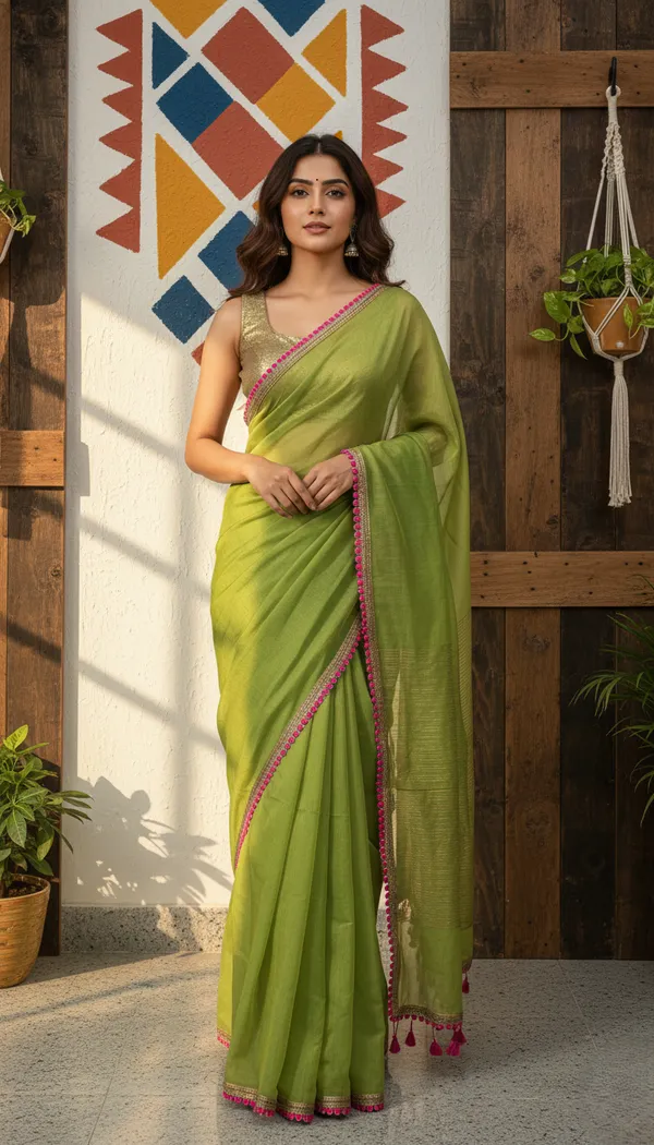 Lime_Green_Ganga-Jamuna_Mull_Cotton_Saree_For_Women