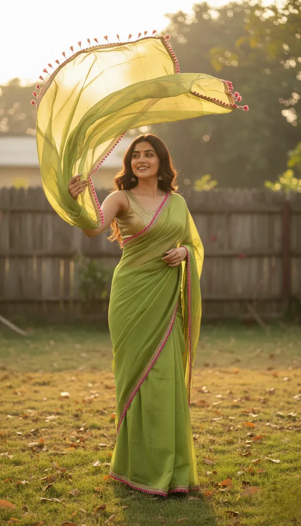 Lime_Green_Ganga-Jamuna_Mull_Cotton_Saree_For_Women