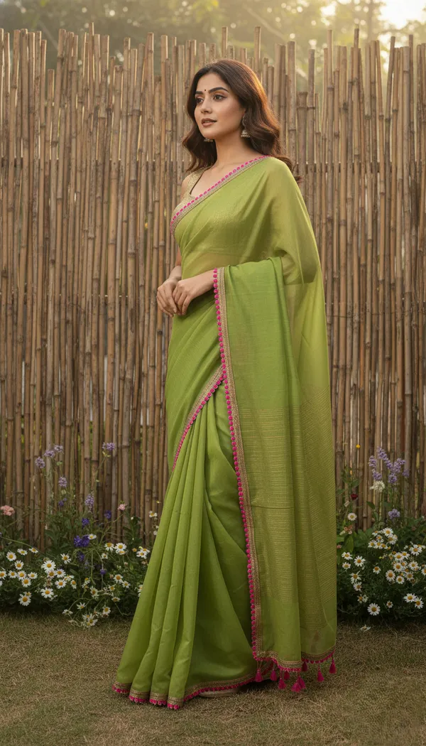 Lime_Green_Ganga-Jamuna_Mull_Cotton_Saree_For_Women