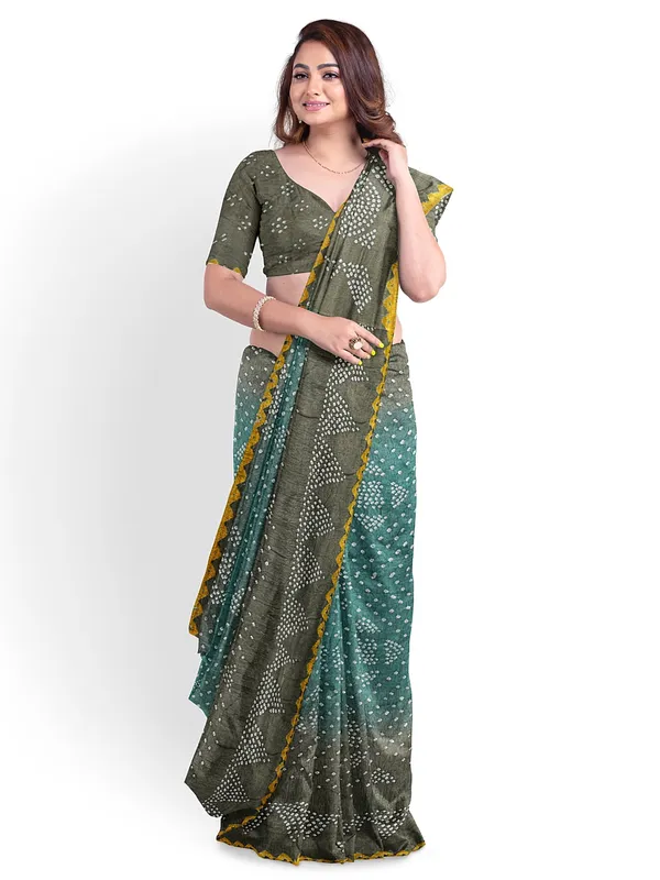 Earhthy_Olive_Mystic_Meadows_Hand_Tie_and_Dye_Gajji_Silk_Saree_For_Women